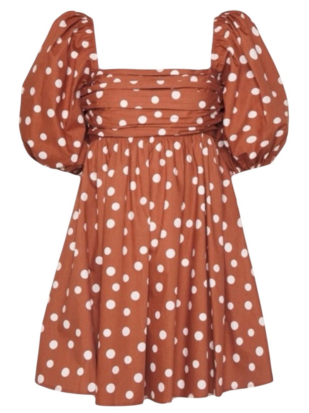 Abercrombie Emerson Dress Puff Sleeve Mini Dress Rust White Polka Dot XL Tall - Picture 1 of 10